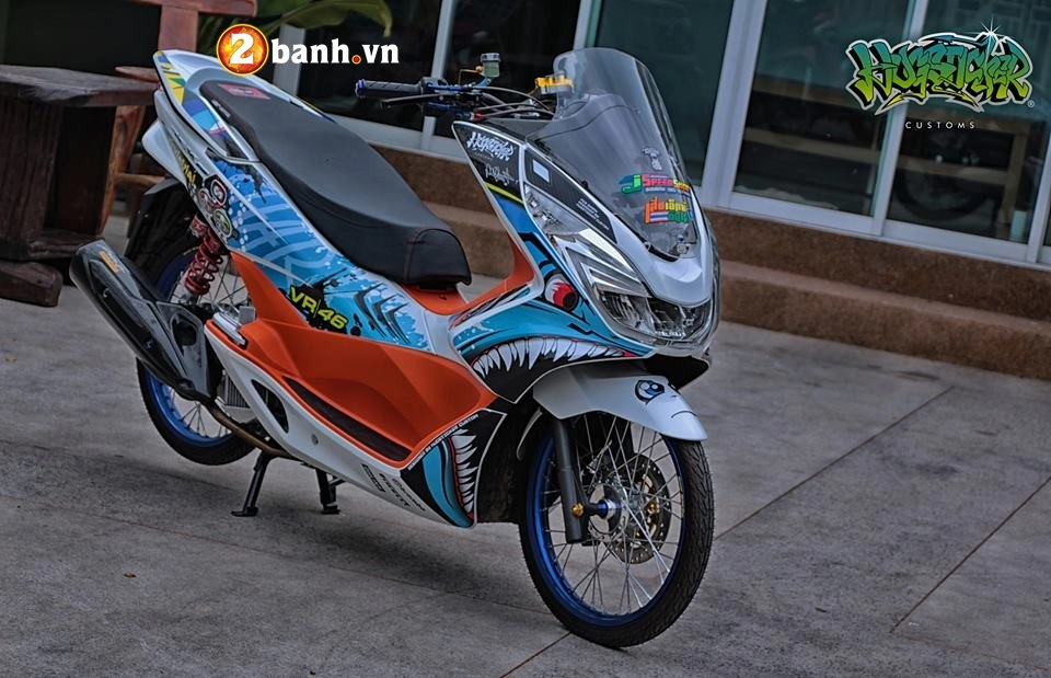 Honda pcx độ cực chất với phong cách cá mập xé gió của biker nước bạn