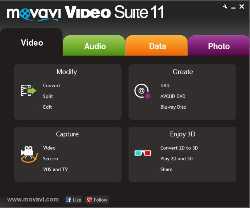 Movavi video suite 11 xử lí dữ liệu đa phương tiện