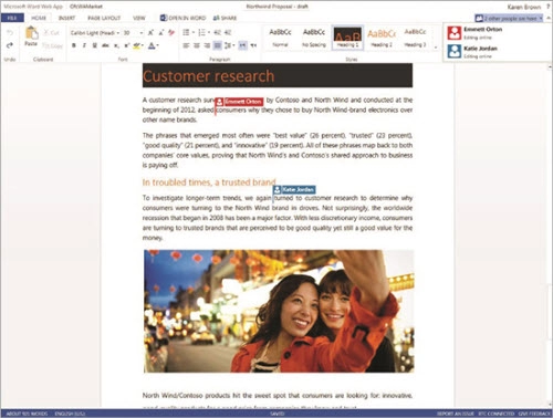 Office 365 cho phép hợp tác chỉnh sửa tài liệu