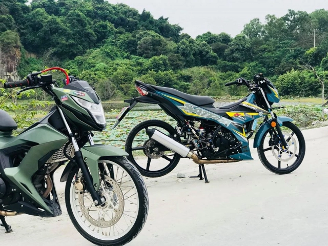 Satria 150 độ ấn tượng với dàn chân 5 cây của tay chơi đồng nai