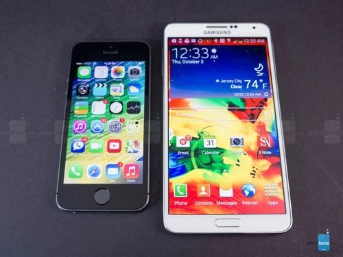 So sánh bom tấn galaxy note 3 với iphone 5s