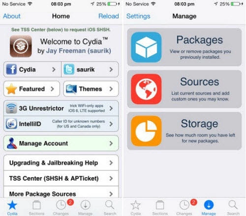 Ứng dụng cydia cho ios jailbreak có bản cập nhật