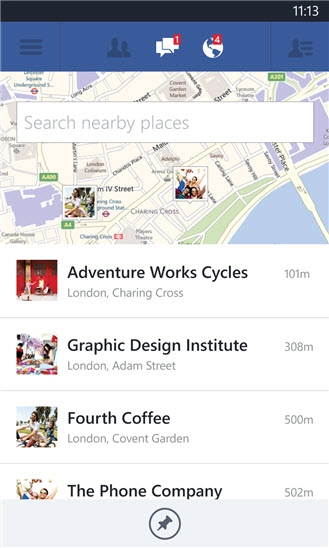 Ứng dụng facebook trên windows phone được làm mới