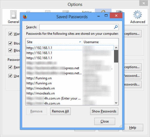 Xem lại password đã lưu trên firefox chrome