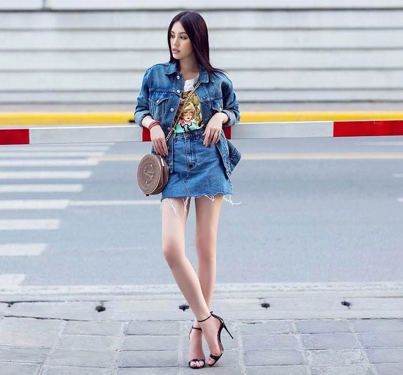 Diện nguyên cây denim kỳ duyên soái tỉ bao nhiêu minh hằng bánh bèo bấy nhiêu