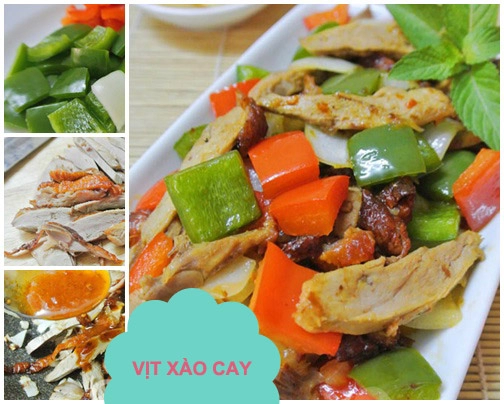 Thực đơn vịt xào cay canh cua mùng tơi