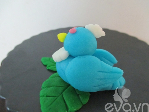 Trang trí fondant hình chim xanh dễ thương