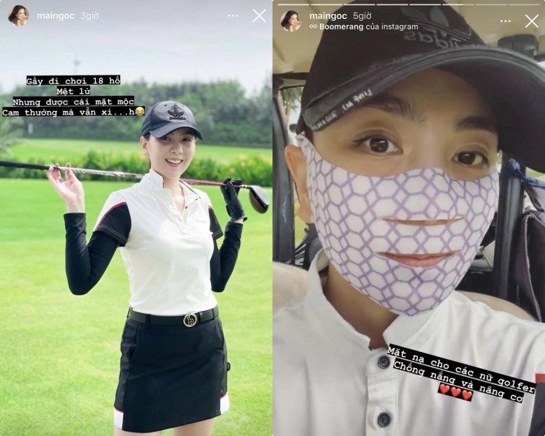 Từng bị hoa hậu tung ảnh dìm hotgirl tài sản 50 tỷ giờ đi golf khư khư miếng dán trên mặt