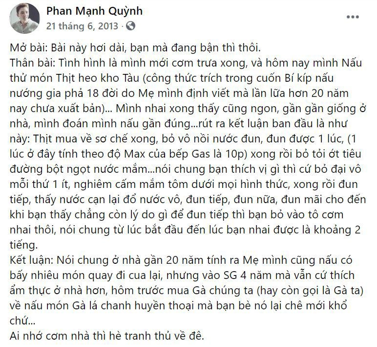 Vợ xinh làm bánh lời khen lên tận mây của phan mạnh quỳnh bị phê thật nực cười