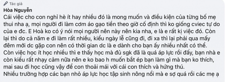 Hoà minzy thắc mắc con trai mẫu giáo được nghỉ hè 2 tuần quá ít mẹ bỉm sữa ý kiến nghỉ nhiều ai trông