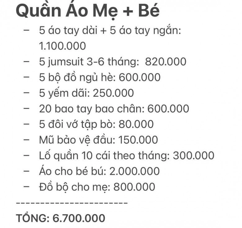 Mẹ bỉm công khai bảng chi phí nuôi con 10 tháng 120 triệu đồng nhiều chị em nói xem xong không dám đẻ