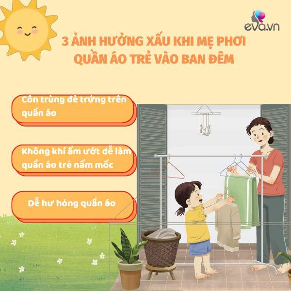 Quần áo trẻ không nên phơi qua đêm không hề mê tín 3 điểm sau đều có cơ sở khoa học