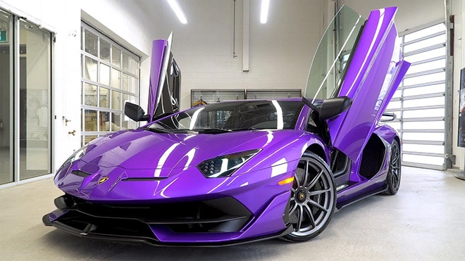 Siêu phẩm lamborghini aventador svj roadster màu tím độc lạ về việt nam