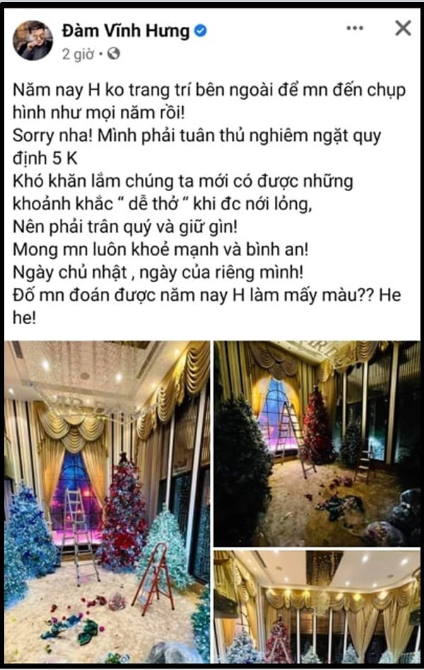 Hậu ly hôn mới cuối tháng 10 đàm vĩnh hưng đã trang trí noel trong biệt thự 60 tỷ