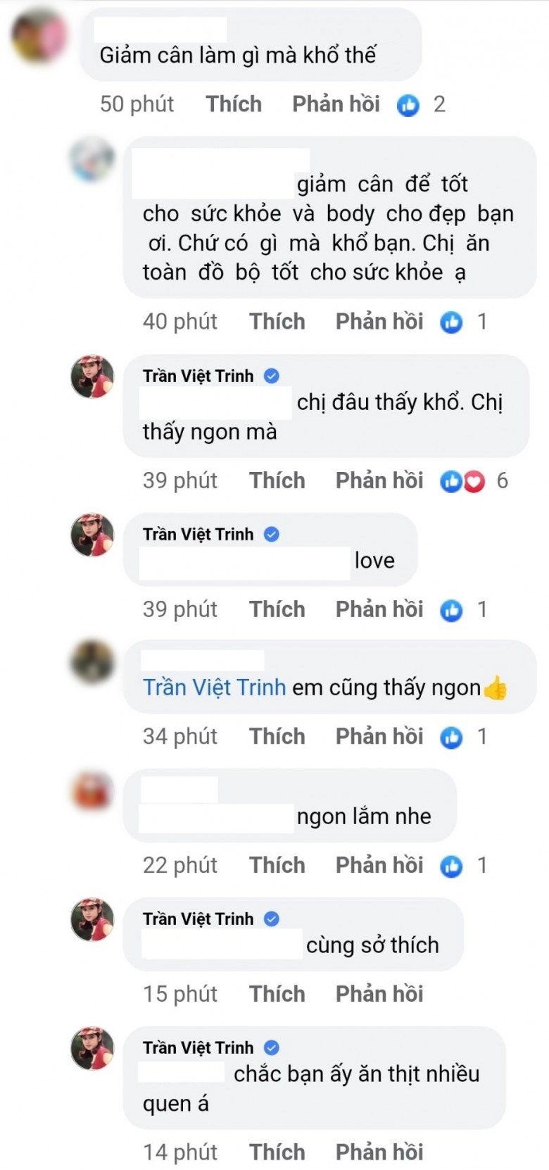 Việt trinh khoe bữa ăn đạm bạc đáp lại khi dân mạng nói giảm cân làm gì mà khổ thế