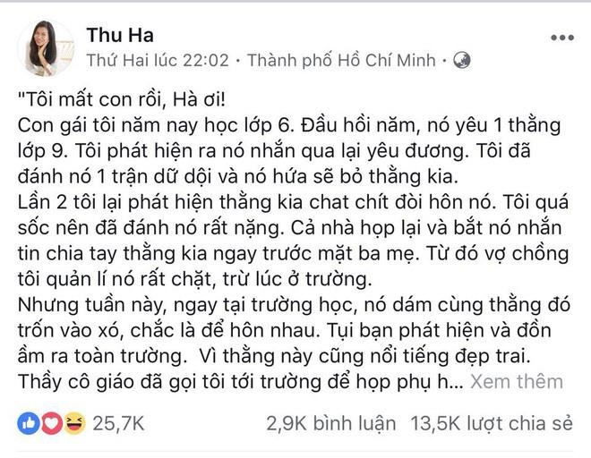 tôi mất con rồi - chuyện bé gái lớp 6 yêu hotboy lớp 9 khiến cha mẹ việt giật mình