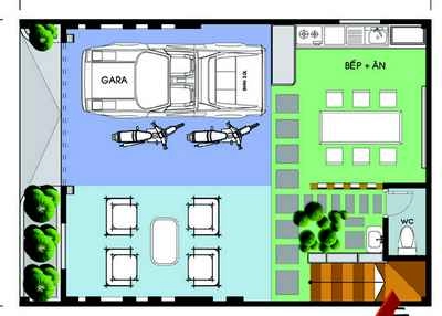 Nhà 4 tầng 70 m2 với ba phòng ngủ