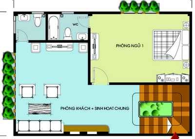 Nhà 4 tầng 70 m2 với ba phòng ngủ