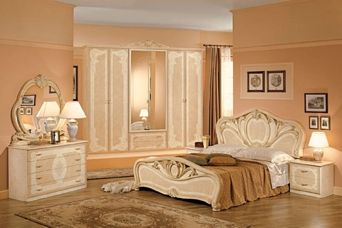 Phối hợp nội thất phòng ngủ cùng tông màu kem