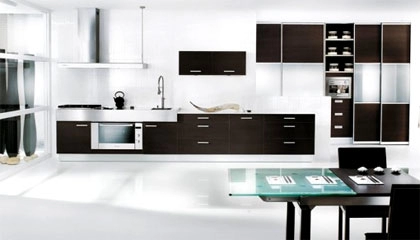 Tủ bếp trắng - đen phong cách hiện đại