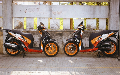  cặp đôi honda sh150 lên dàn áo repsol ở sài gòn 