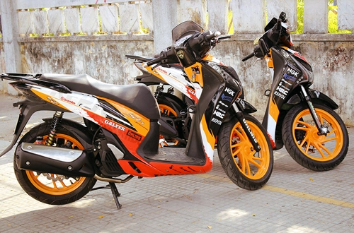  cặp đôi honda sh150 lên dàn áo repsol ở sài gòn 