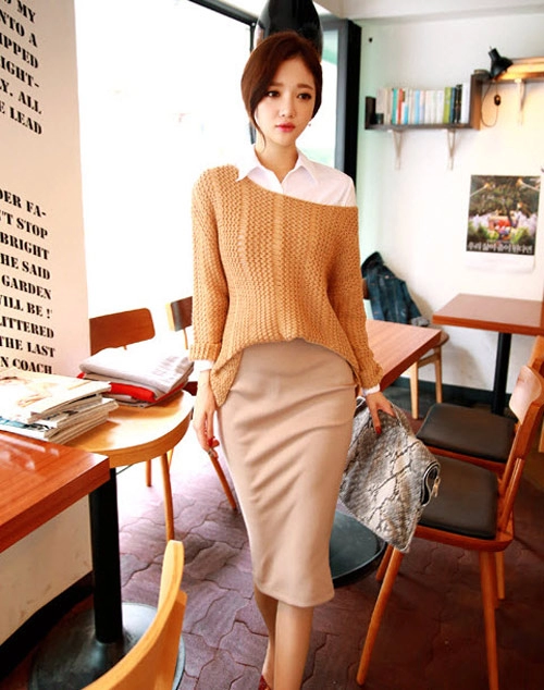 Chân váy sơ mi dịu dàng thu công sở
