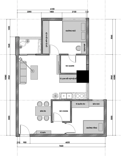 Gia đình 4 người sống thoải mái trong căn nhà rộng 58m2