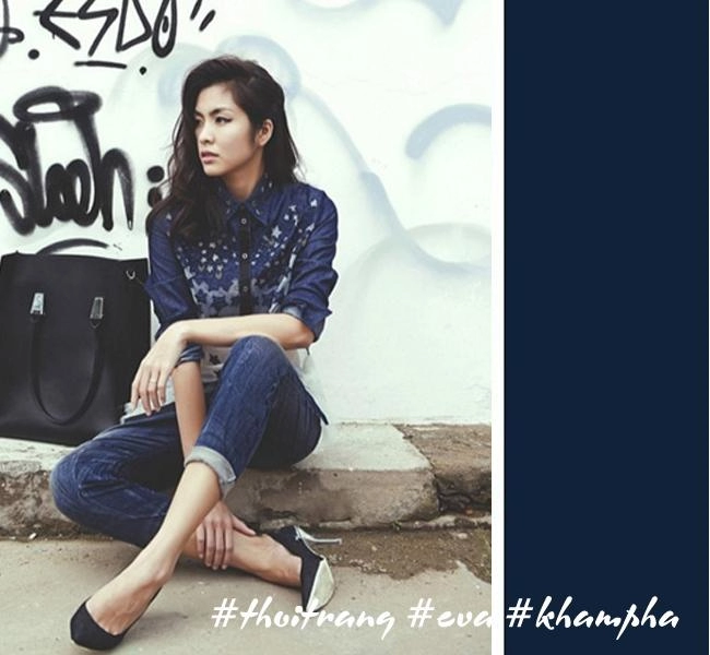 Hãy học tóc tiên hà tăng phối màu áo hợp cạ với màu quần jeans