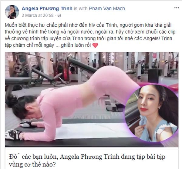 Hot angela phương trinh khoe clip tập gym dân mạng nhiệt tình soi lỗi