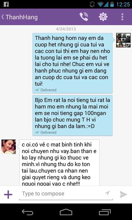 Lộ tin nhắn thanh hằng và vợ đại gia t
