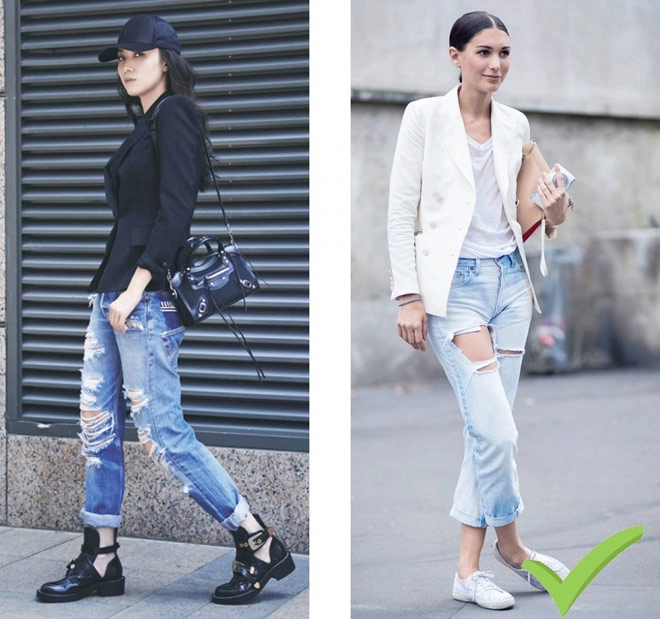 Mặc quần jeans chẳng thể đẹp vì chọn sai giày kết hợp