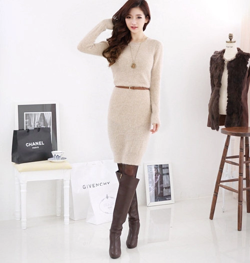 Mặc váy len thật dễ