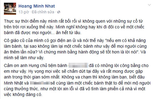 Minh nhật masterchef xin lỗi đã nhận vơ chiếc bánh tặng thầy cô