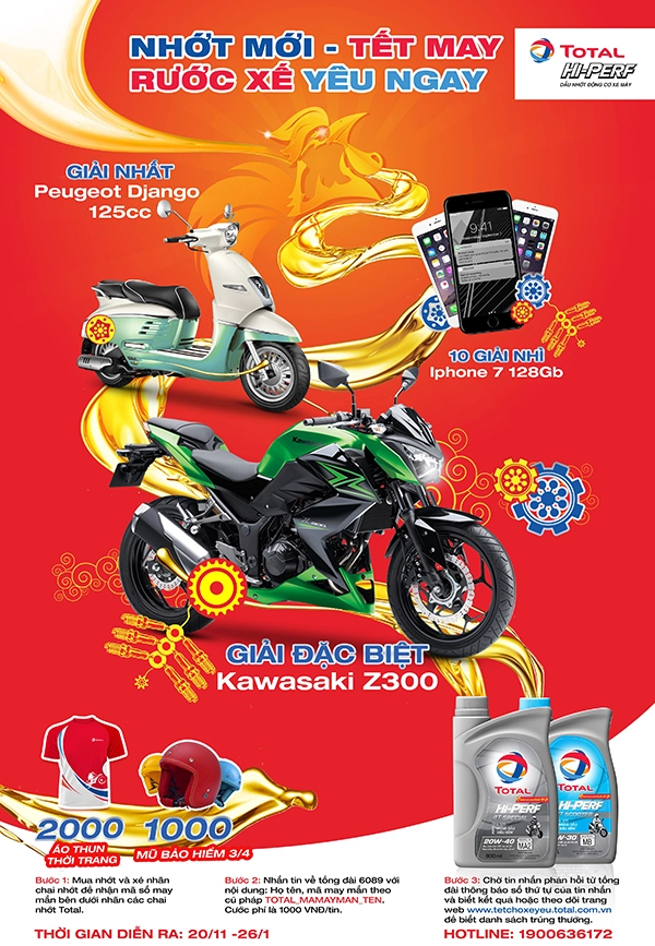 Muốn sở hữu kawasaki z300 hãy mua ngay nhớt total