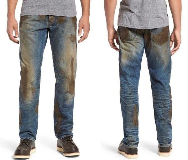 Quần jeans dính bùn bẩn lem nhem có giá 10 triệu đồng gây choáng