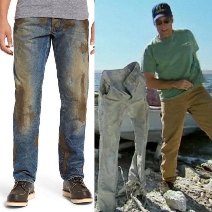 Quần jeans dính bùn bẩn lem nhem có giá 10 triệu đồng gây choáng