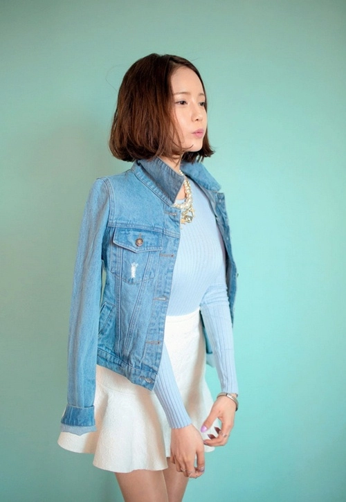 Áo khoác denim đón rét nàng bân