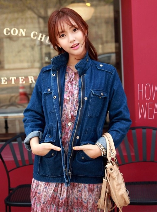 Áo khoác denim đón rét nàng bân
