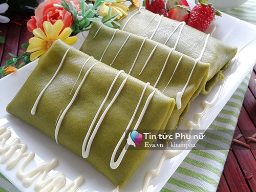 Bánh crepe trà xanh sầu riêng chuẩn vị