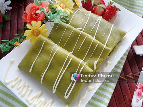 Bánh crepe trà xanh sầu riêng chuẩn vị