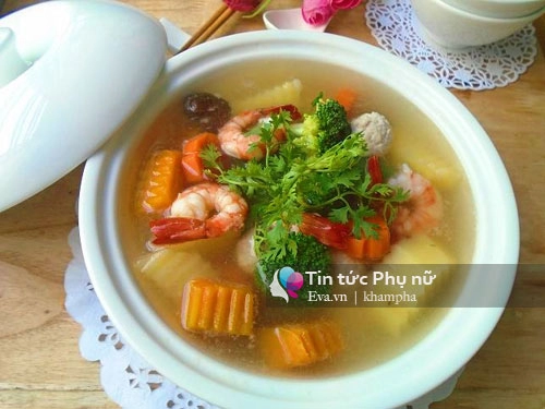 Canh rau củ thịt viên thơm ngon thanh ngọt