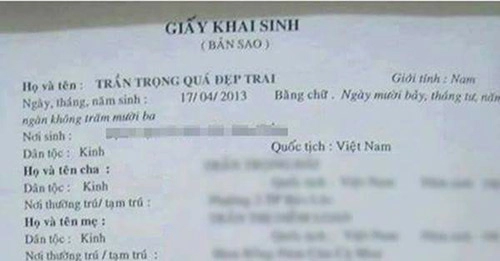 Cười đau bụng với những kiểu đặt tên con của những ông bố bà mẹ việt vui tính