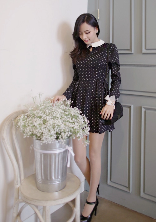 Đón xuân dịu dàng cùng váy liền cổ sơ mi