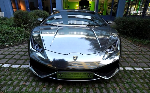  lamborghini huracan bọc crôm sáng bóng 