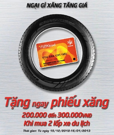  mua lốp xe bridgestone được tặng phiếu xăng 