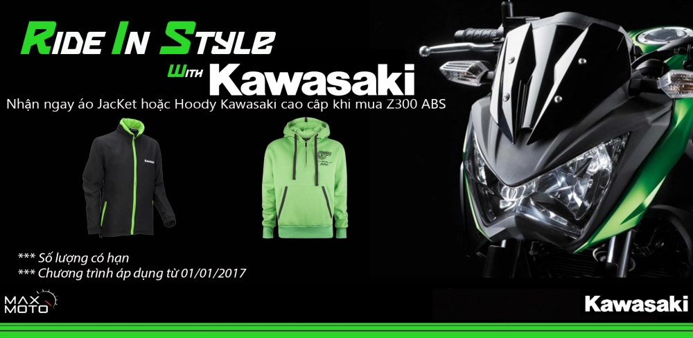 Mua z300 trúng z300 và nhận ngay áo khoác kawasaki