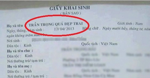 Những mẫu tên độc lạ chỉ có ở việt nam thời nay đố ai dám đặt cho con