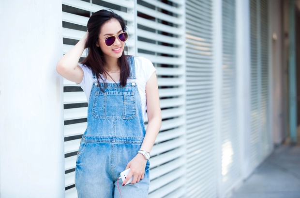 Vương thu phương cực xinh với quần yếm
