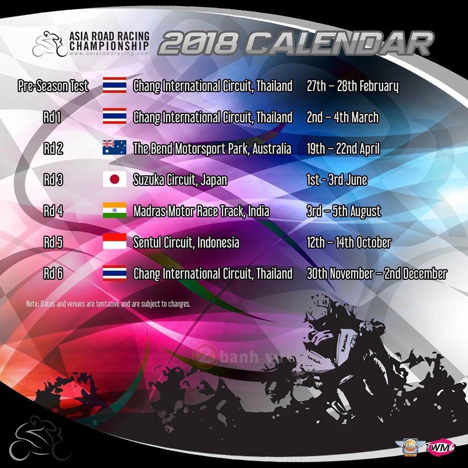 Công bố 6 chặng đua arrc 2018